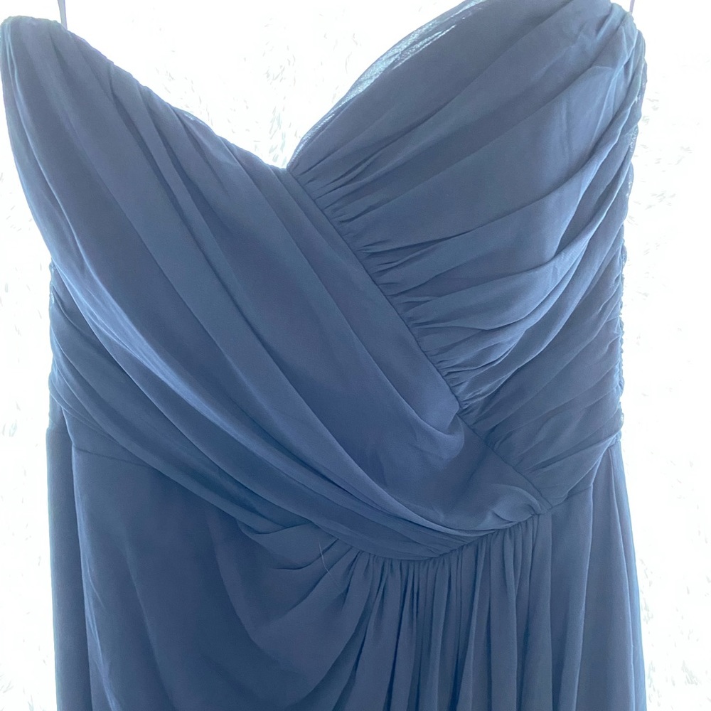 Formal navy blue dress. Strapless sweetheart